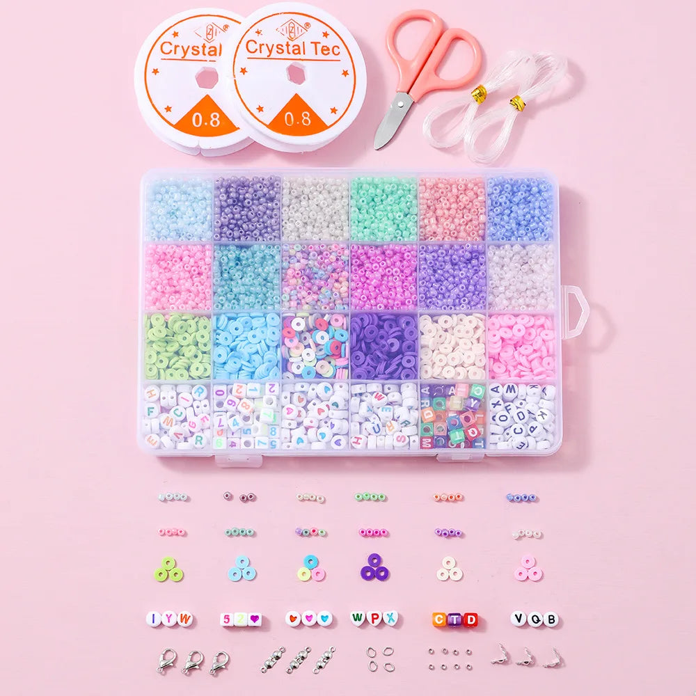 Wholesale 24 Grids Letter Beads with Heishi Polymer Clay Mixed Beads Kit Seed Beads Set for Jewelry Making