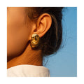ERESI New Fashion Jewelry Waterproof 18k Gold Stainless Steel Black Hammer Earrings Fashion Geometric Hammered Stud Earring