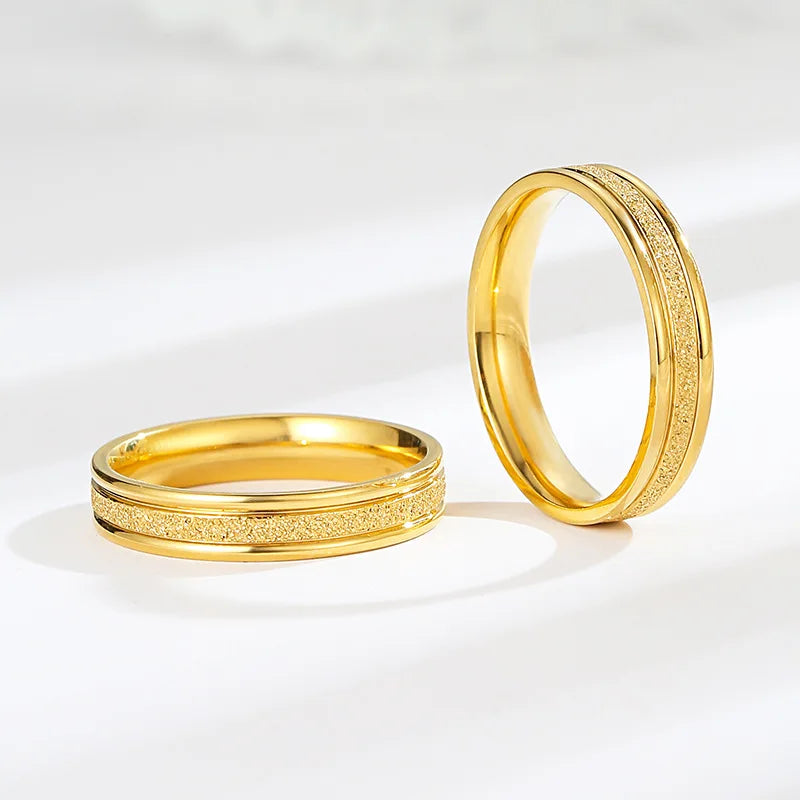 18 Designs Trendy Tarnish Free Titanium Steel Couple Wedding Rings 18k Gold Plated Stainless Steel Moissanite Ring for Women Men