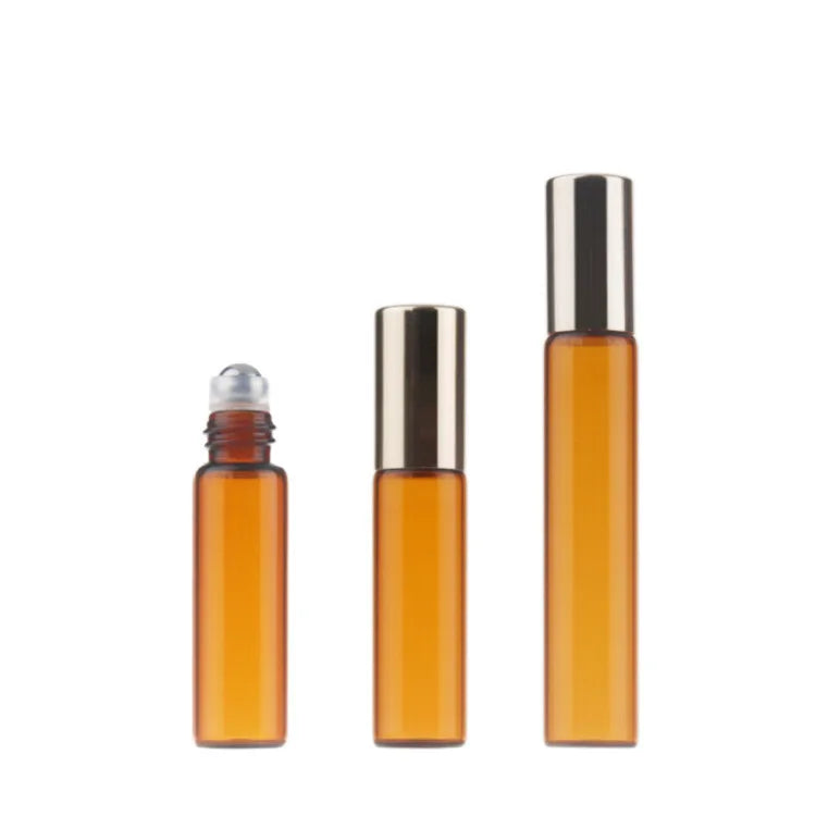 Wholesale 10ml Amber Glass Roll on Bottle Essential Oil Bottle Cosmetic Packaging with Roller Ball