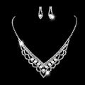 Jachon Rhinestone Crystal Dangle Earrings Necklace Set Bridal Imitation Pearl Wedding Jewelry for Wedding Party Gift