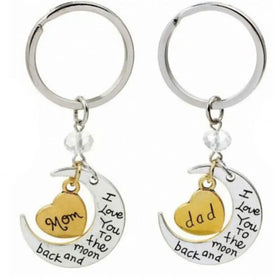 Mom Dad Metal Key Chains From Daughter Son Mothers Fathers Day Moon Keychain Mom From Daughter Mom Dad Father Mother's Day Gifts