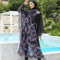 New Trendy Muslimah Swimwear Bathing Suit Islamic Muslim Swimwear Modest Long Sleeve Print Burkini for Muslim Woman