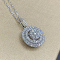 CAOSHI Classic Design 925 Silver Plated Hollow Round Circle Diamond Zircon Pendant Wedding Necklace for Women Gifts Jewelry