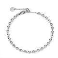 SC New Arrival Punk Silver Plated Bracelet Fashion Stainless Steel Bracelet Simple Adjustable Beaded Bracelet for Women Men
