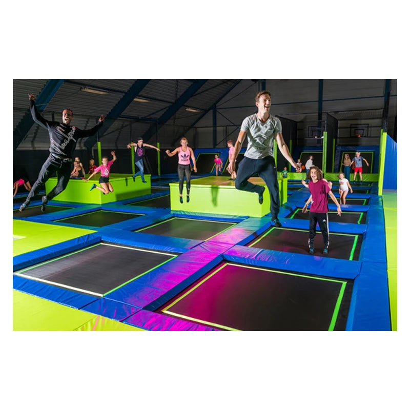 Hanlin Indoor Plastic Trampoline Park with High Strength Steel Frame and Professional Jumping Mats for Freestyle Jumping