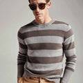 Men's Modern Stylish Multicolor Striped Sweater Casual Vintage Knit Pullover Logo Decoration Vintage Fashion Jumper/Cardigan