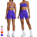 Cross Back Sports Bra Scrunch Butt Yoga Short 2 Piece Suit Custom Logo Womens Sets Seamless Gym Fitness Sets Yoga Set for Women