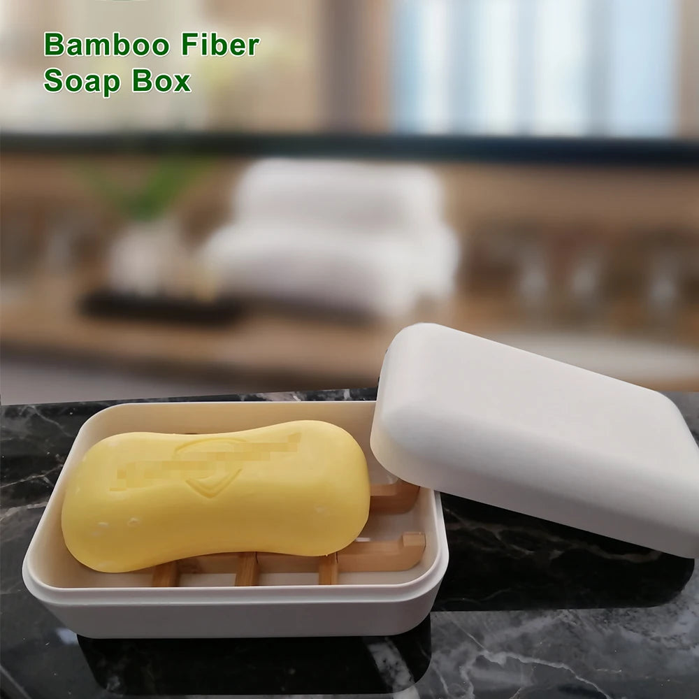Sustainable Modern Natural Bamboo Wooden Shampoo Bar Soap Dish Holder Travel Cases Drain Tray Zero Waste for Hotel Home Bathroom