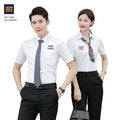 Summer Business Collared Button up Custom Logo 60% Cotton 40% Polyester Man Collar Short Sleeve Shirt