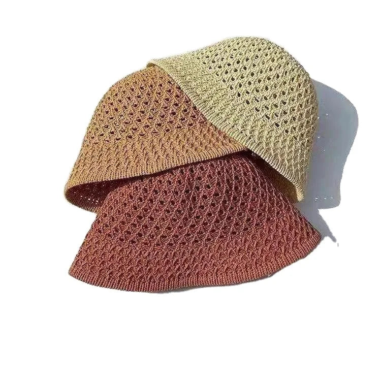 New Arrival Breathable Hollow Sunshade Woven Fisherman Hat Custom Color Bucket Hats
