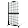 Black Wire Gridwall Two-Double T-Base Tower Floorstanding Supermarket Rack for Craft Fair Display Art Rack Made of Steel