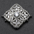 Unique Design Rhodium Plated CZ Paved 3 Loops Big Size Delicate Rectangle  Box Clasp for DIY Women  Necklace