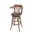 American Vintage Style Antique Wooden High Bar Armrest Chair Leather Seat Bar Stool With Back