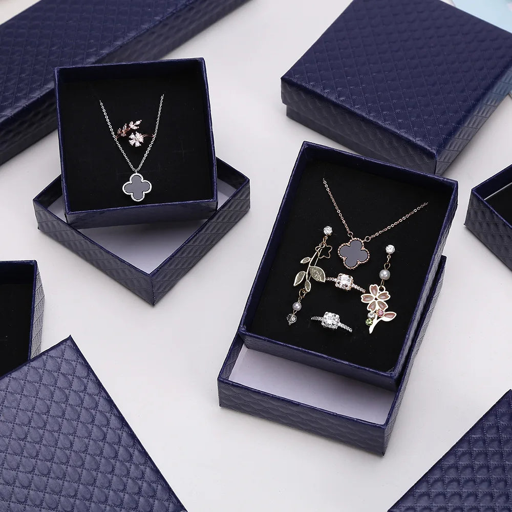 Simple Gift Jewelry Packaging Paper Box Earring Necklace Storage case Black Paper Jewelry Box Personalized Custom logo