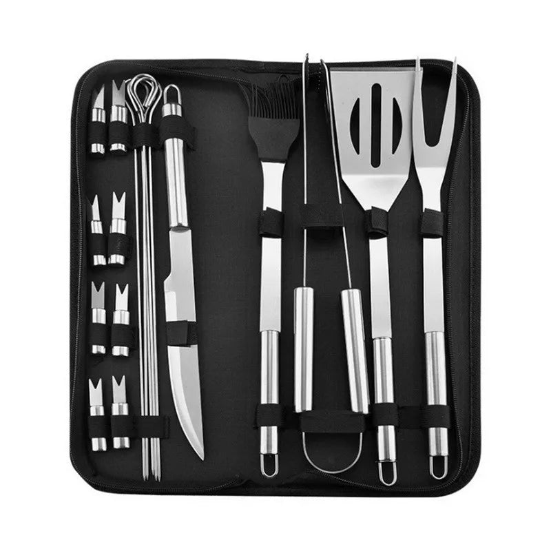 Stainless Steel Beer Can Chicken Holder & Roaster BBQ Tool Set with Bag Non-Stick Heat Resistant Grill Accessories