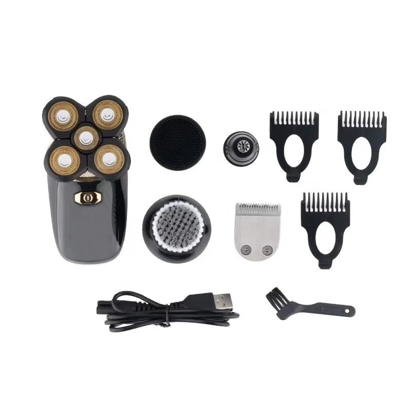 5-in-1 Men's Shaver Kit with Stainless Steel Blade 5D Electric Shaver 5 Head Hair & Nose Trimmer