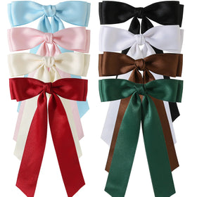 Wholesale SongMay European-American Fashion Polyurethane Satin Hair Bows Clips Black White Color Ponytail Holder Accessories
