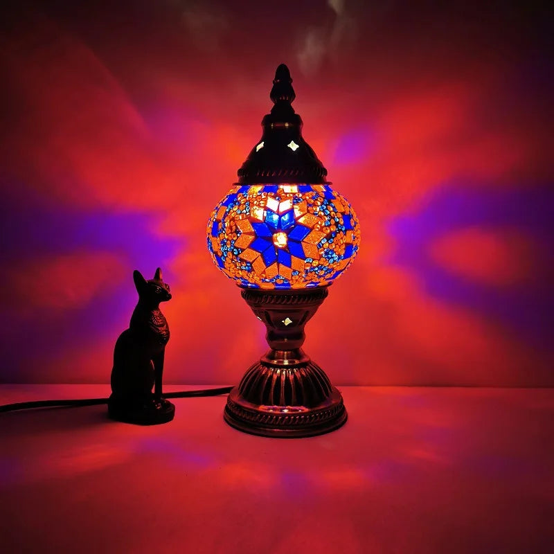 New Room Decoration Romantic Retro Moroccan Style Desk Light Colourful Turkish Mosaic Table Lamp