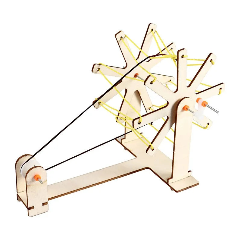 Creative Wooden Spinning Wheel Diy 3d Handmade Assemble Puzzle Stem Toys for Kids
