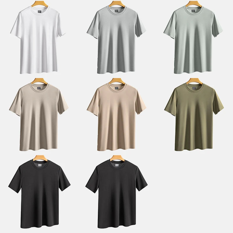 Wholesale High Quality Custom Logo Printing Men's Crew Neck Short Sleeve Pullover Classic Style Loose Fit Solid Pattern T-shirt