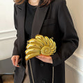 Hard Shell Winged Conch Evening Bags for Women Acrylic Luxury Wedding Party Clutch with Lock Closure