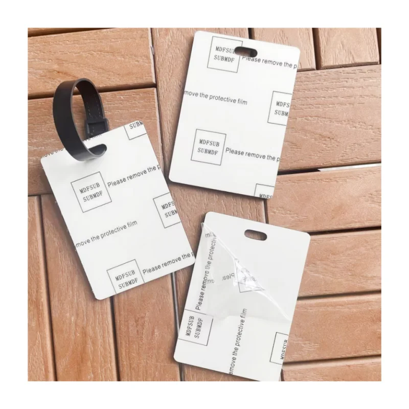 MDFSUB in Stock Logo Printable Double-sided Mdf Blank Travel Luggages Tag MDF Blank Sublimation Luggage Tag with Protective Film