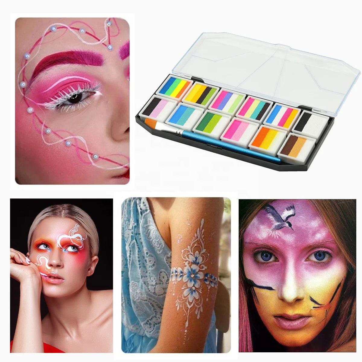 Children and Adults' Art Party Makeup Rainbow Set Wholesale Multi-Color Body Painting Supplies