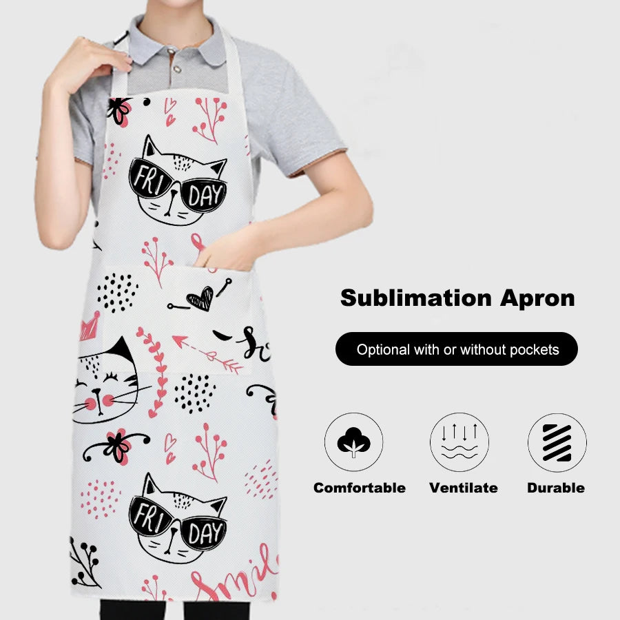 Topjlh Sublimation Blank Linen Apron With Pocket Customizable White Kitchen Apron for Heat Transfer Printing Kitchen Use