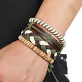 Hot Selling Men/Women's Fashion Charm Bracelets Personalized Woven Leather Bracelet Set of 4 Pieces