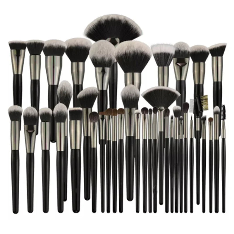 STOCK Natural Black 40Pcs Makeup Brushes Set Foundation Powder Concealer Eyebrow Eyeshadow Brush Set