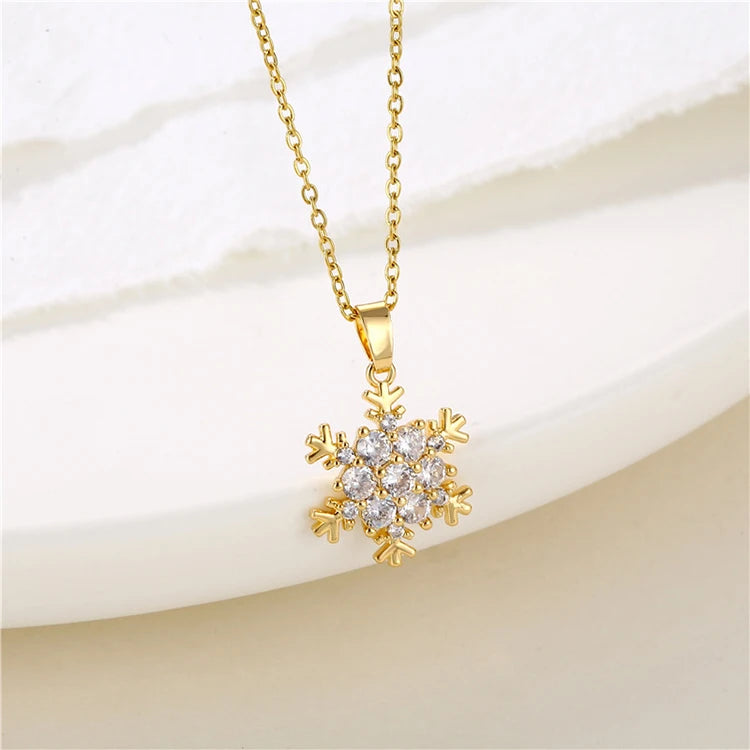 2025 Christmas Jewelry Gift Luxury Necklace European American Fashion 925 Silver Necklace Snowflake Zircon Necklace