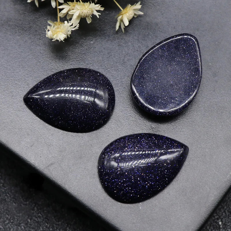 HZ Natural Blue Sand Stone Round Colorful Cabochon 18*25mm Loose Stone Beads Fancy Gemstone Beads wholesale crystals
