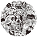 50Pcs Black and White Modern Art Graffiti Stickers for Skateboard Car Bottle Vinyl DIY Punk Logo Sticker