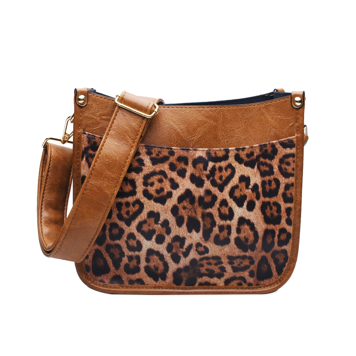 Customizable 100 Pcs Women Leopard Pu Leather Shoulder Strap Zip Messenger Tote Lady Casual Daily Wear Camo Crossbody Gift Purse