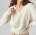 2026 Knitwear Manufacturer Custom White Recycled Soft Women Knit Long Sleeve Cropped Fluffy Fuzzy Mink Sweater for Ladies