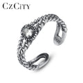 CZCITY Wholesale 925 Silver Cuff Rings Sterling Sliver Rings New Arrival Jewelry Anneaux Pour Les Femmes