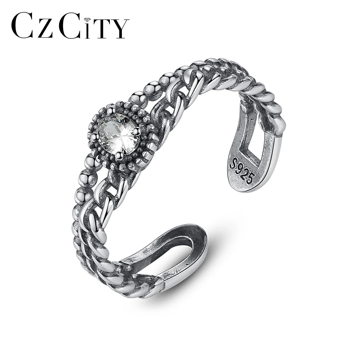 CZCITY Wholesale 925 Silver Cuff Rings Sterling Sliver Rings New Arrival Jewelry Anneaux Pour Les Femmes