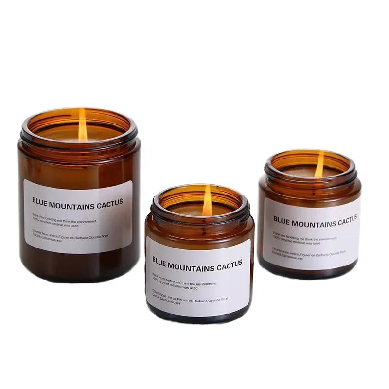 Home Decoration Christmas Candle Container Wholesale Luxury Empty Amber Glass Candle Jar