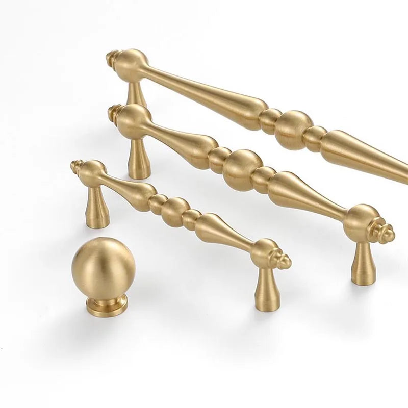 Adjustable Modern Design Solid Copper Furniture Handles Brushed Brass Kitchen Cabinet Pulls Wardrobe Dresser Drawer Knobs Gold