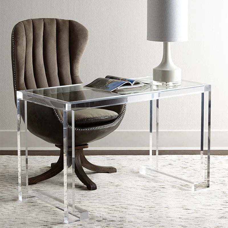 Modern Design Transparent Acrylic Office Desk Factory Price Crystal Bar Clean Long Table Glass Desk Excellent Visibility