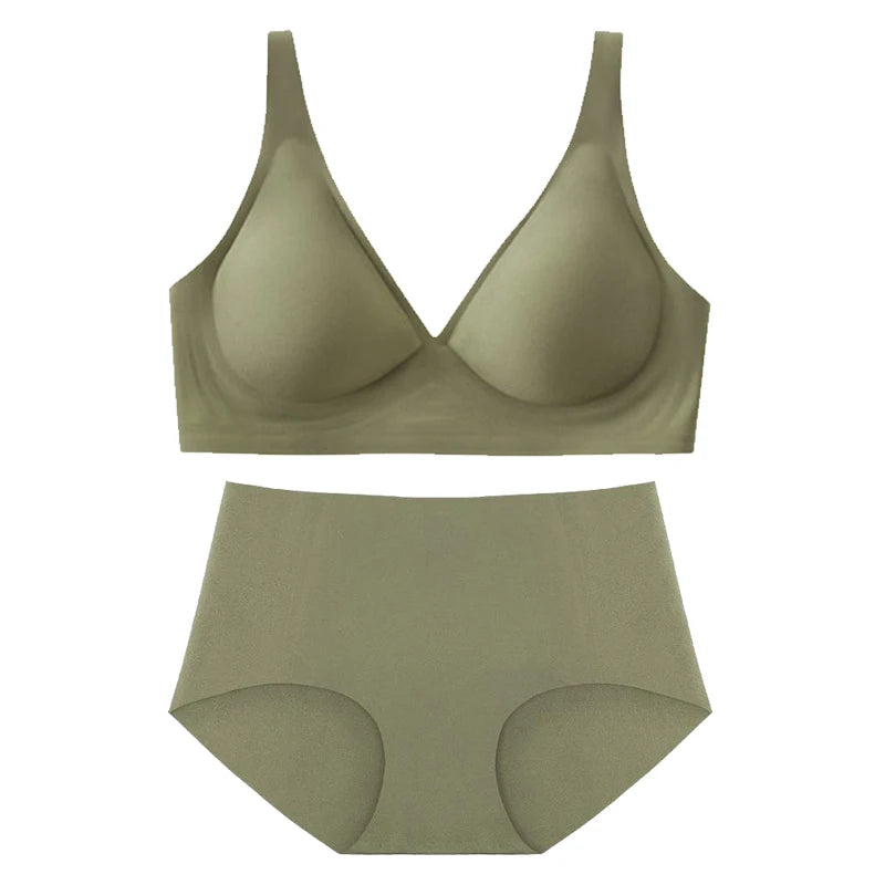 Seamless Bra Set Women Lingerie Sexy Wire Free Brassieres Female Underwear Bralette Comfortable Soft Latex Bras Crop Tops Sets S