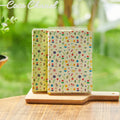 LABON Stationary Leatherette Paper Flower Pattern Printing Hardcover Notebook Journal With Ribbon Flower Metal Pendant