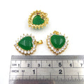 Wholesale Cubic Zirconia Shiny Heart Pendant Necklace Real Green Jade Necklace Choker Gold Jewelry Gifts for Girlfriends