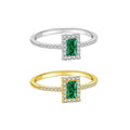 FUAMAY Silver Ring for Men 925 Green Baguette Halo Ring Saudi Arabia Silver Rings 7 Days Ring in 925 Silver