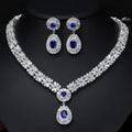 Fashion Bridal Jewelry Sets Cubic Zirconia Silver Plated Wedding Earrings Necklace for Engagement Gift