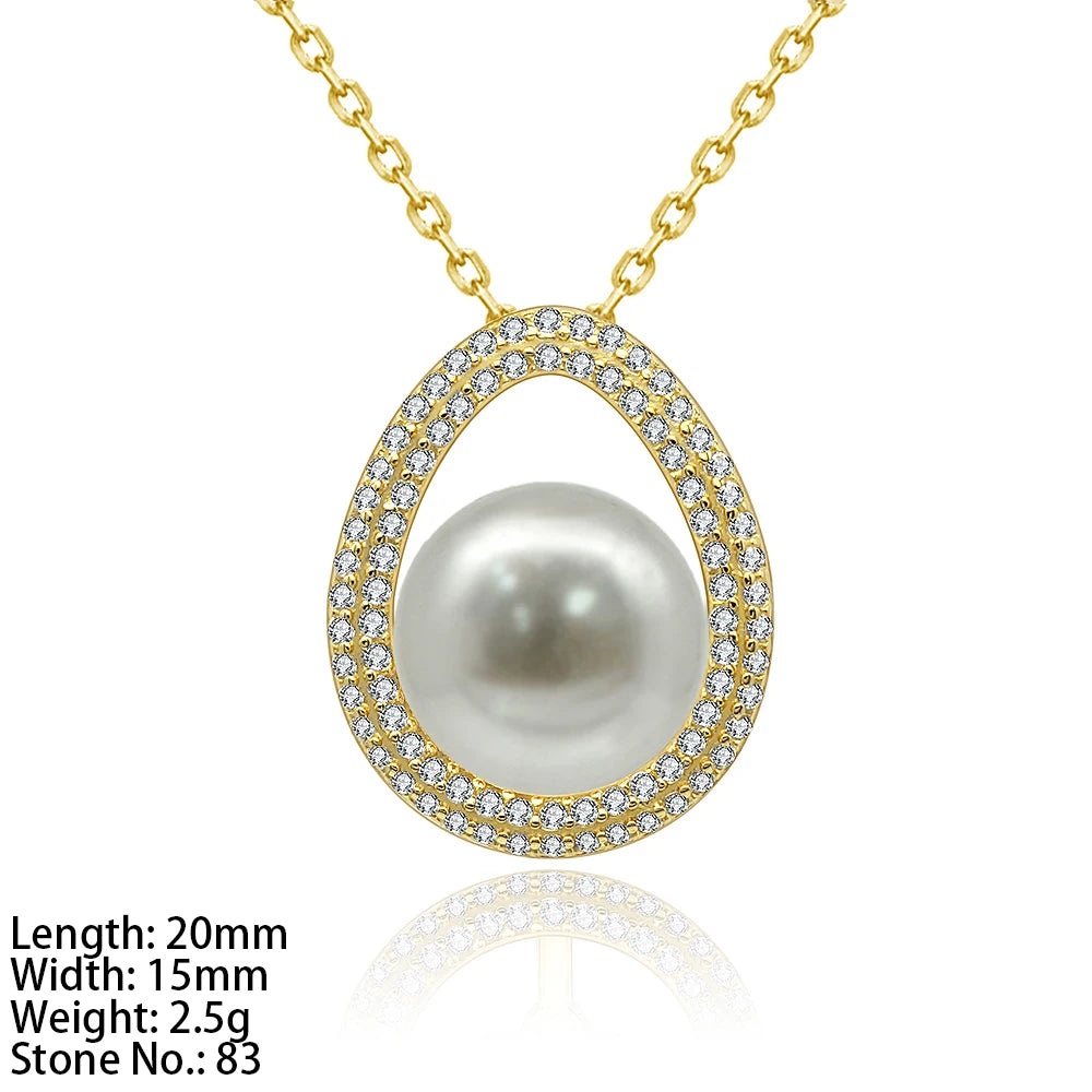 Trendy Fine S925 Silver 925 Freshwater Pearl Jewelry Necklace Gold Plated Pendant