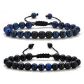Hot Selling Vintage 8mm Natural Blue Tiger Eye Black Matte Bracelet Hand Woven Natural Stone Beaded Bracelet for Women Men