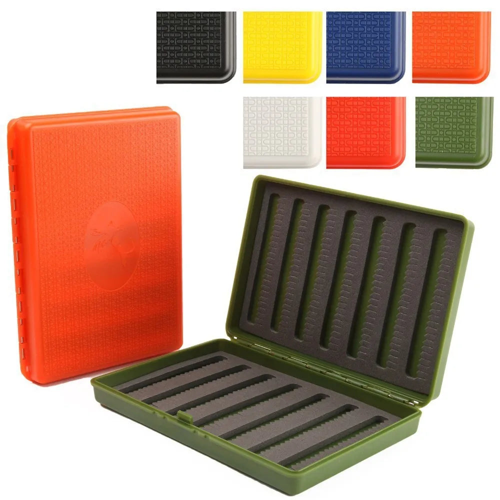 Maximumcatch Super Slim Fly Fishing Box Colorful Plastic Waterproof Storage with Foam Can Hold 408 Flies for Stream Lake Fishing