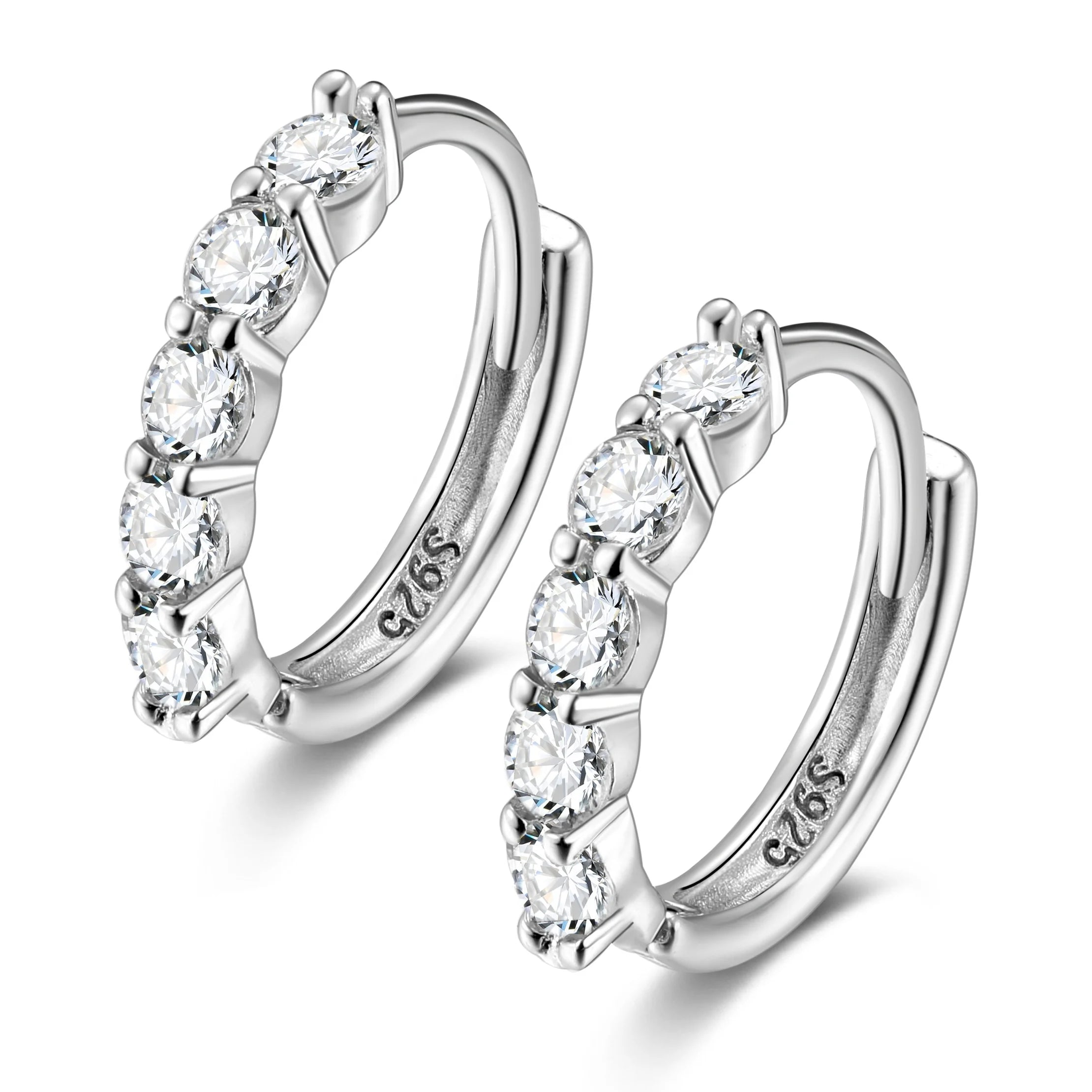 NEW Wholesale Fashion Rose Gold Cubic Zirconia Hoop Earrings 925 Silver 10mm Earring Hoops Women Round Cartilage Earring Jewelry
